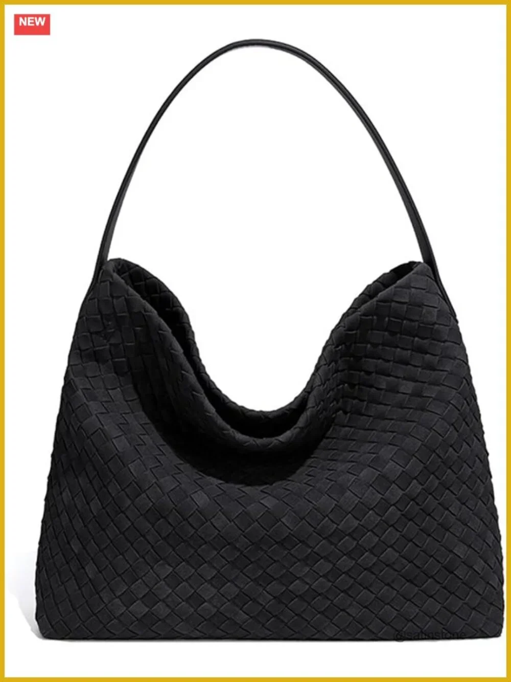 Woven Suede Hobo Bag with Leather Crossbody Strap Tote